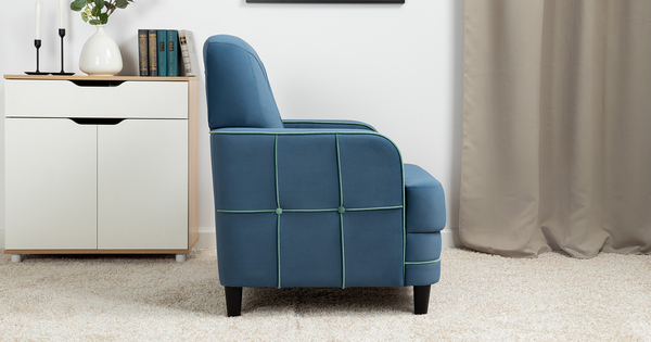 Кресло для отдыха Черри ТК 285 велюр Irida 07 синий, Эвита пистачио ментоловый