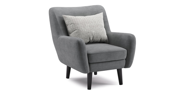 Кресло для отдыха Дакота ТК 586 велюр Vendetta 11 графитовый серый, Albus Zemin 1735 z1 col 2 белый