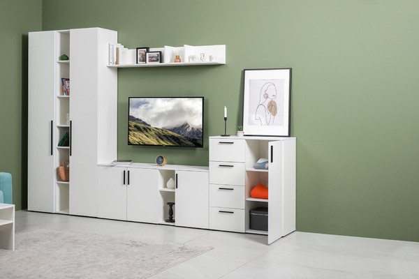 Комод Эйр 16.241 белый PE шагрень, собирается на любую сторону