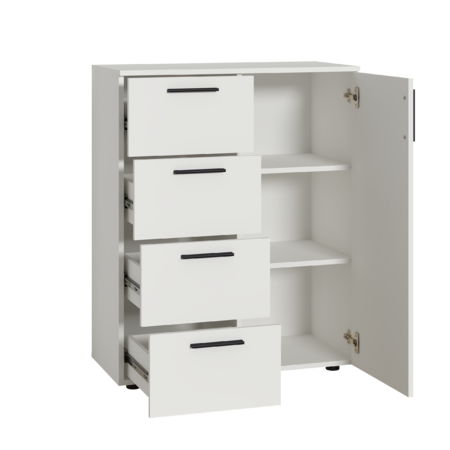 Комод Эйр 16.241 белый PE шагрень, собирается на любую сторону