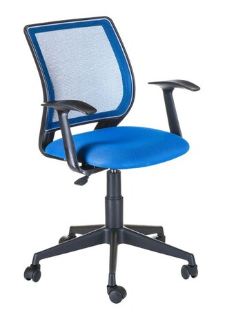 Кресло на колесах Эксперт Т эрго ткань-сетка синий, подлокотник пластик Т образный, крестовина пластик, без качания