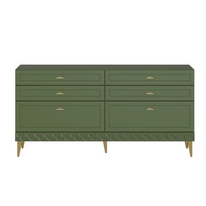 Комод Марион 16.256 дымчатый зеленый K521, олива шагрень AG 1050 ПВХ, белый PE шагрень