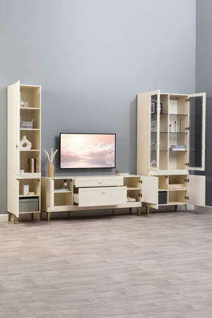 Шкаф-пенал Марион 16.333.01 слоновая кость С341 PE, слоновая кость 6898 ПВХ (собирается на любую сторону)