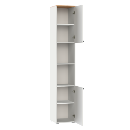 Стеллаж Остин 16.427 белый PE шагрень, дуб золотой CRAFT, белая шагрень 4101 ПВХ, сборка на любую сторону