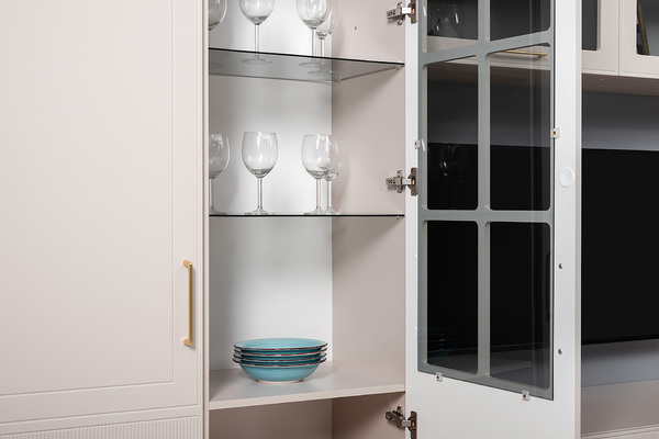 Шкаф-витрина Ричфорд 16.396 кашемир 5981 BS, моно керамика D166-2 ПВХ (собирается на любую сторону)