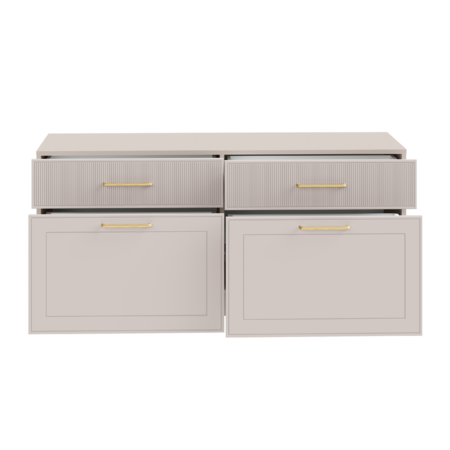 Гостиная Ричфорд композиция 2 без карнизов, кашемир 5981 BS, моно керамика D166-2 ПВХ, белый PE шагрень (собирается на любую сторону)