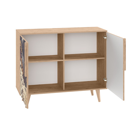 Комод Току 16.230.04 гикори рокфорд натуральный KO86 PW, белый PE шагрень, фотопечать